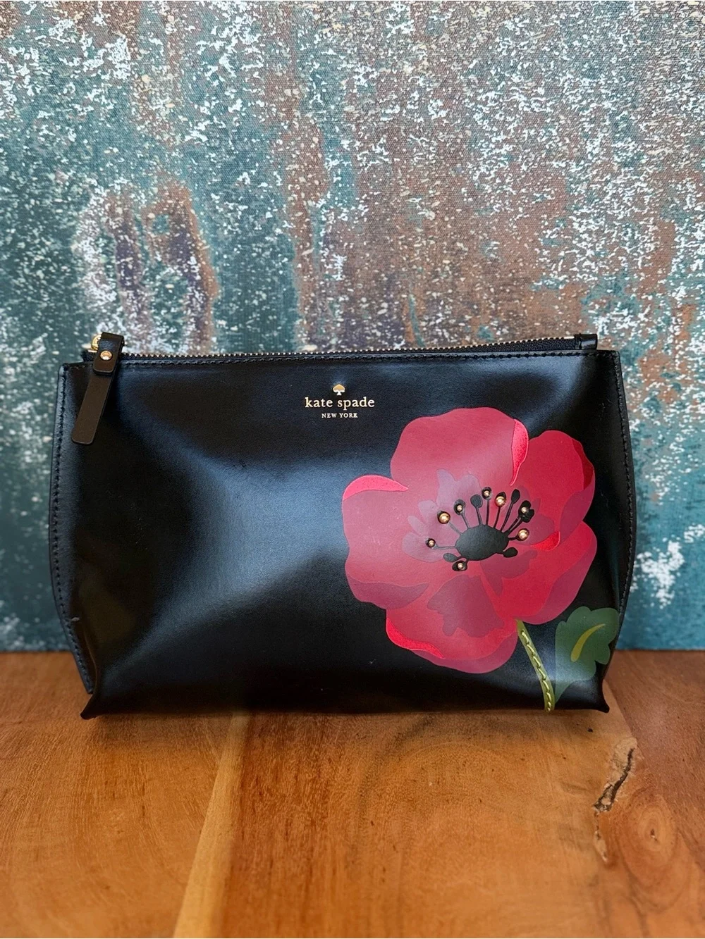 Kate Spade Rare HTF Floral Collector’s Ooh La La Hilarie Poppy Cosmetic Bag VGUC